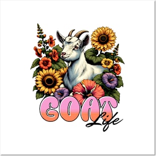 Goat life with flowers Posters and Art